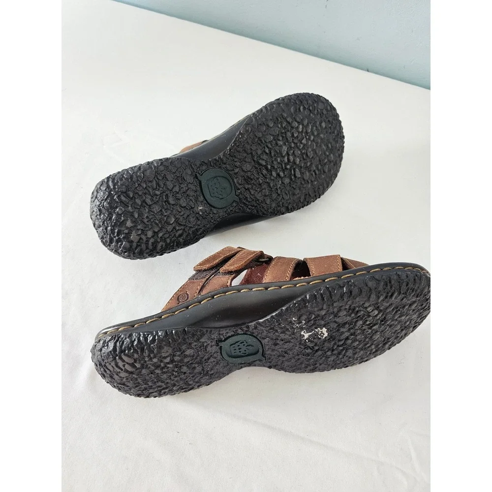 Rustic Born Leather Slide Sandals Mens 8 Brown Fisherman Woven Straps B91416